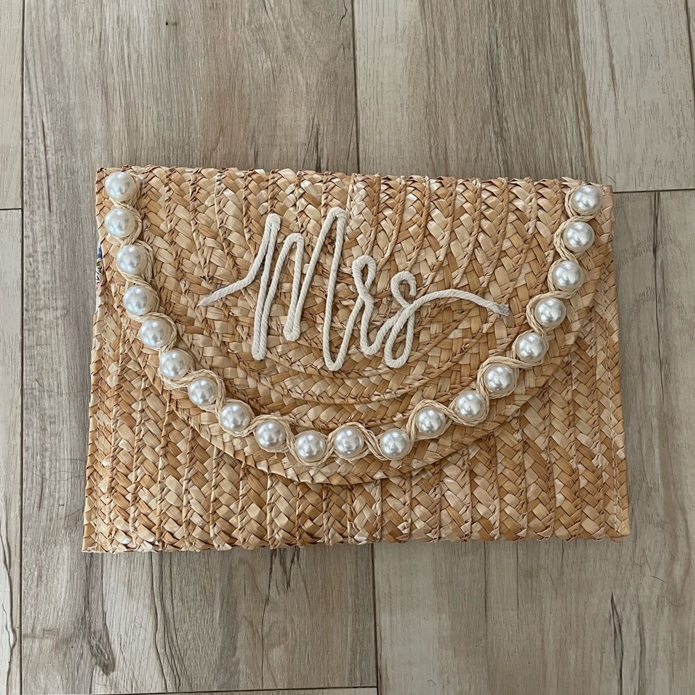 Woven Mrs. Clutch with Pearl Accents